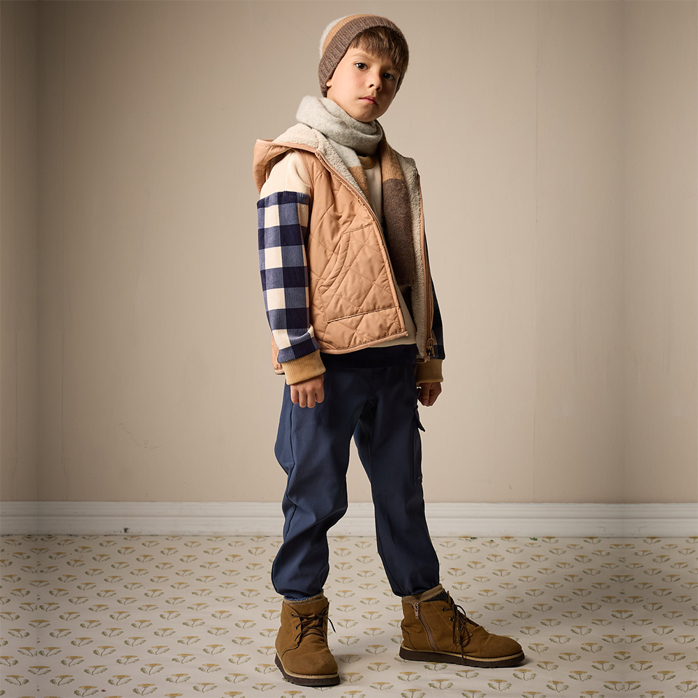 PIPPY PIPPY 率性褲管大口袋刷毛暖暖長褲 藍