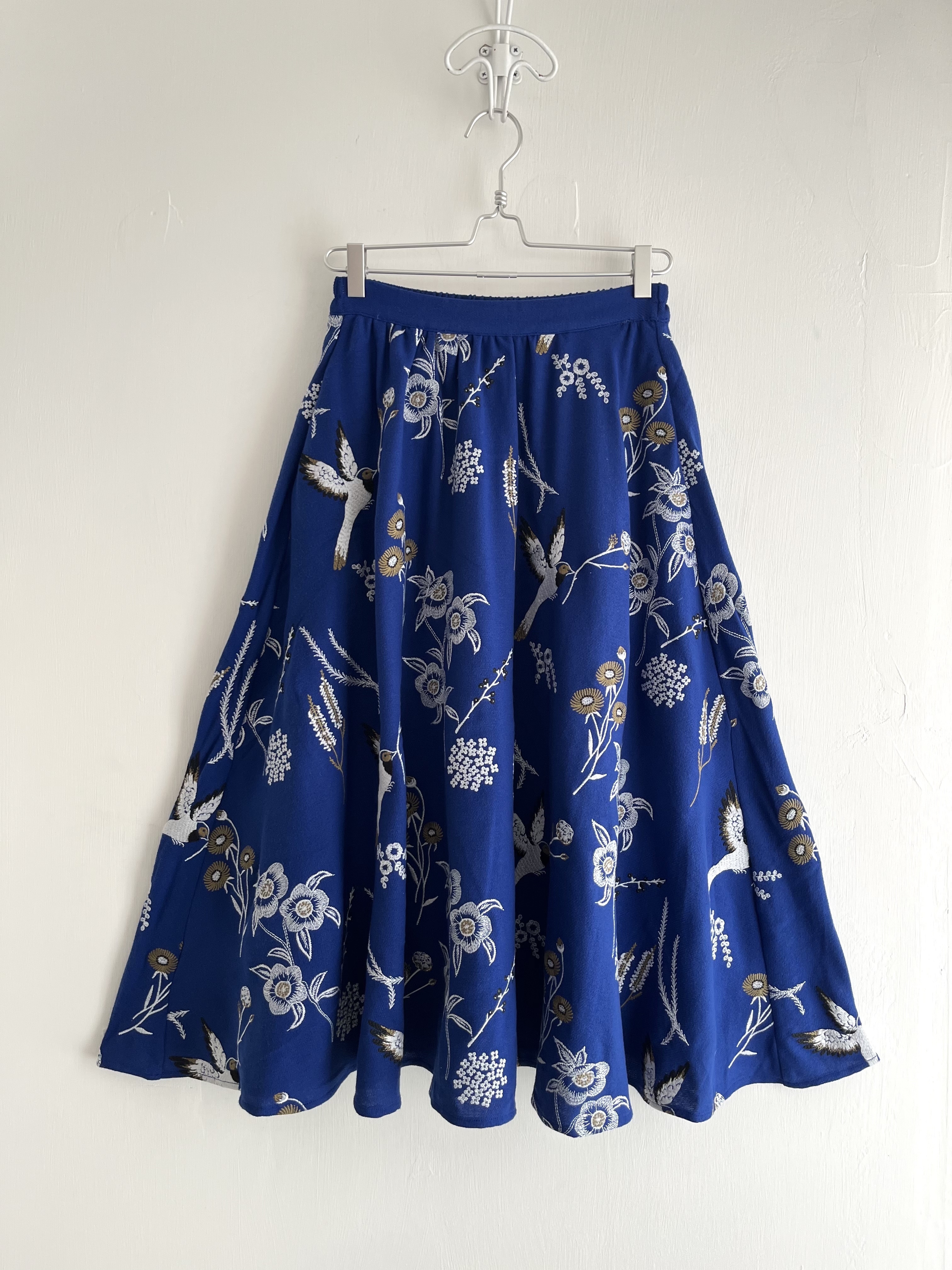 marble SUD藍色刺繡半橡筋裙