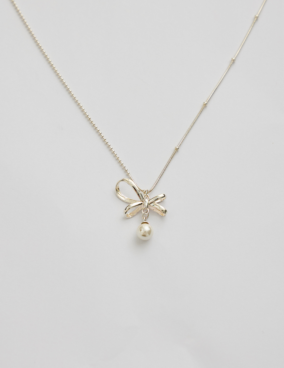 【925純銀】小圓珠蝴蝶結項鍊