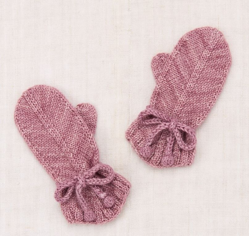 Misha & Puff  羊毛綁結手套  Snowshoe Hare Mittens - Antique Rose