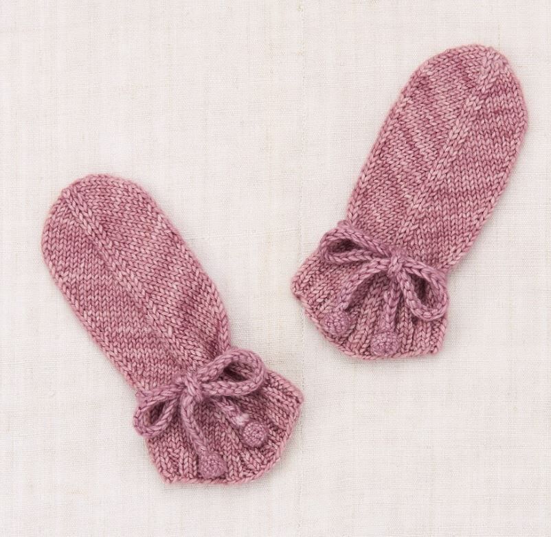 Misha & Puff  羊毛綁結手套  Snowshoe Hare Mittens - Antique Rose