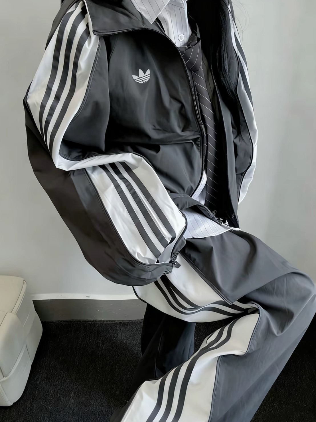 ADIDAS ORIGINALS 巴黎世家 平替款 三線外套 寬褲