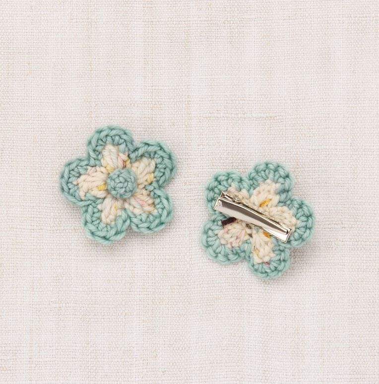 Misha & Puff  編織花花髮夾 Medium Flower Clip Set - Snowglobe Confetti