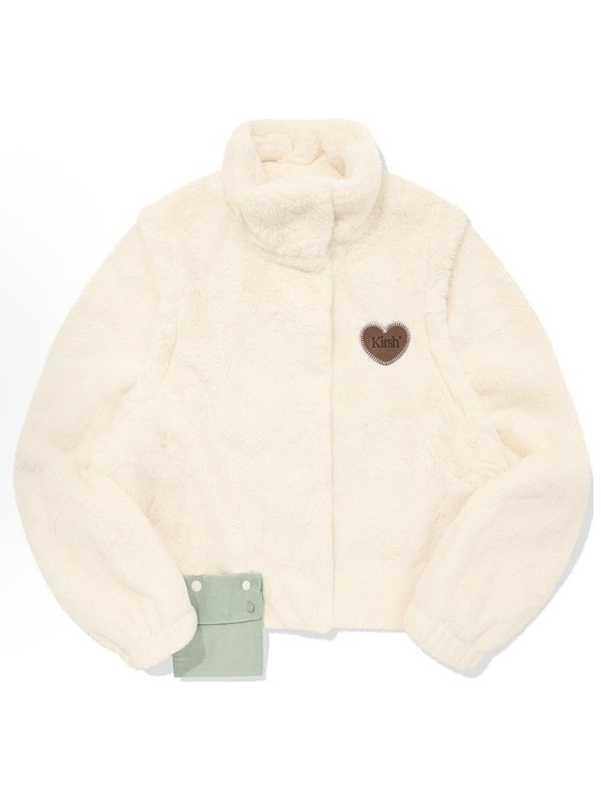 Kirsh FW23 心形刺繡 雙向短皮草外套