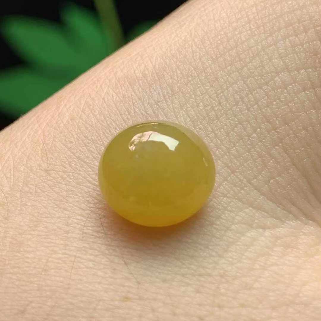 翡翠冰黃蛋面,天然翡翠A玉, 緬甸玉, Jade, Jadeite