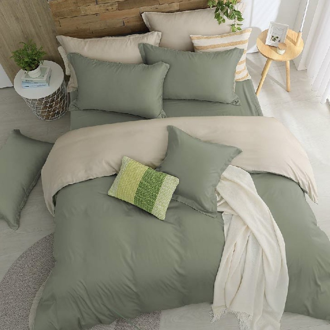 60支天絲薄被單 | 迷霧綠 x 奶茶