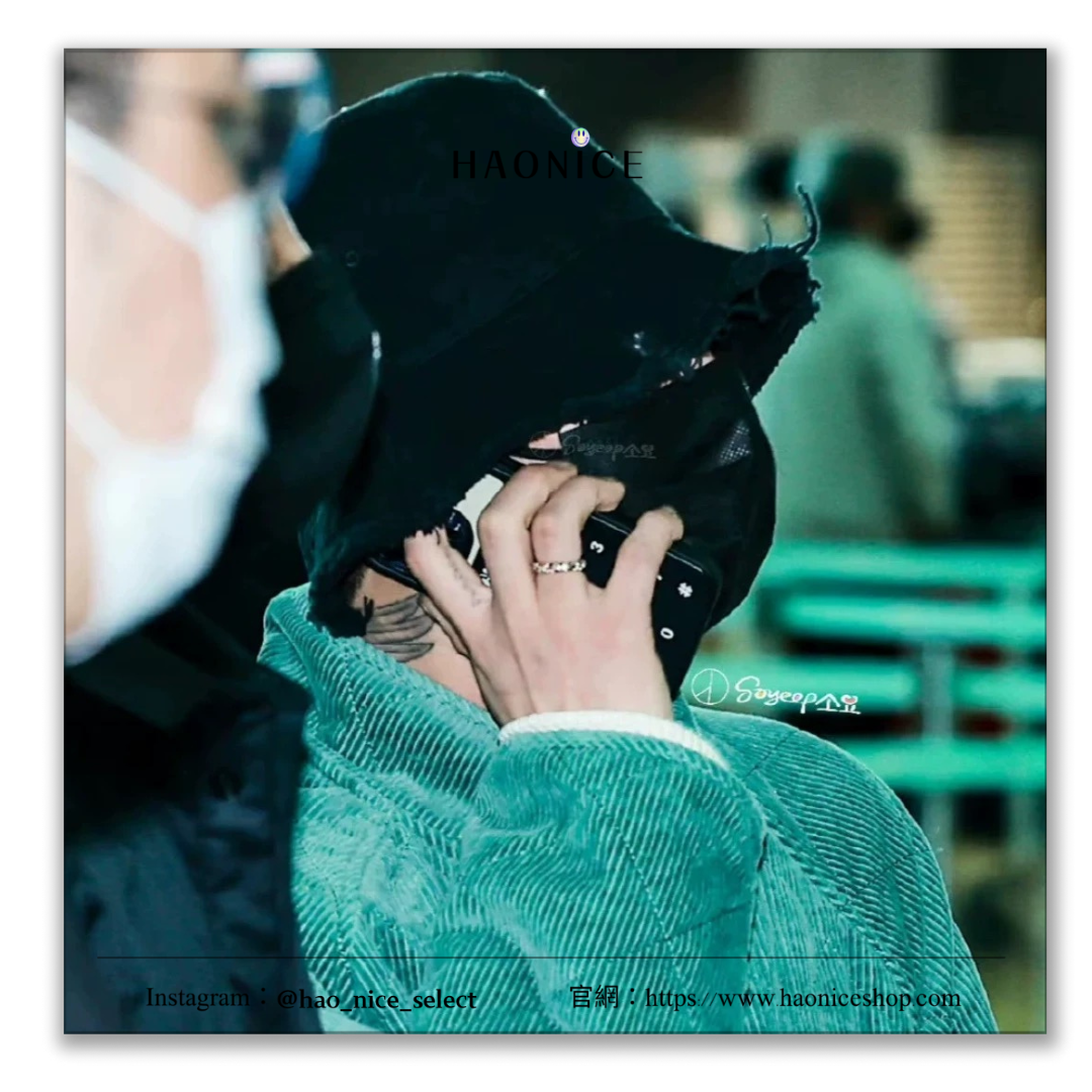 【HAO NICE 】100%韓國正品🇰🇷 peaceminusone漁夫帽權志龍GD同款pmo做舊破壞風 黑盆帽🖤