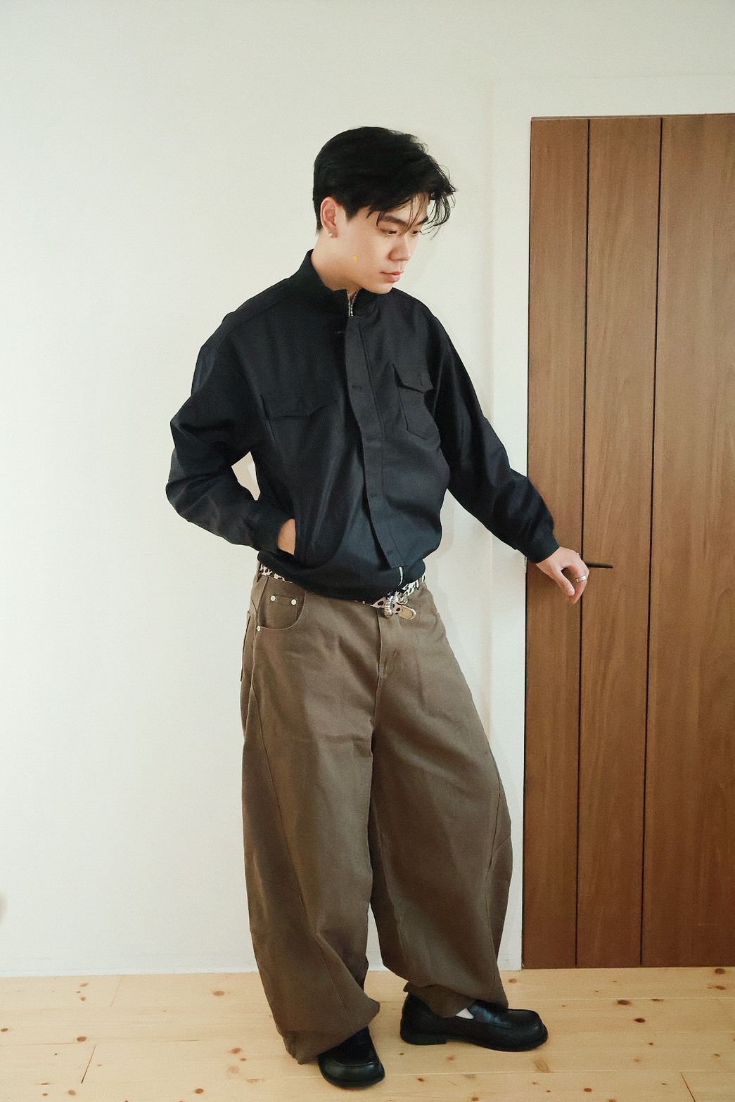 FU 雙口袋 直條紋 雙拉鏈 釦子 #夾克外套