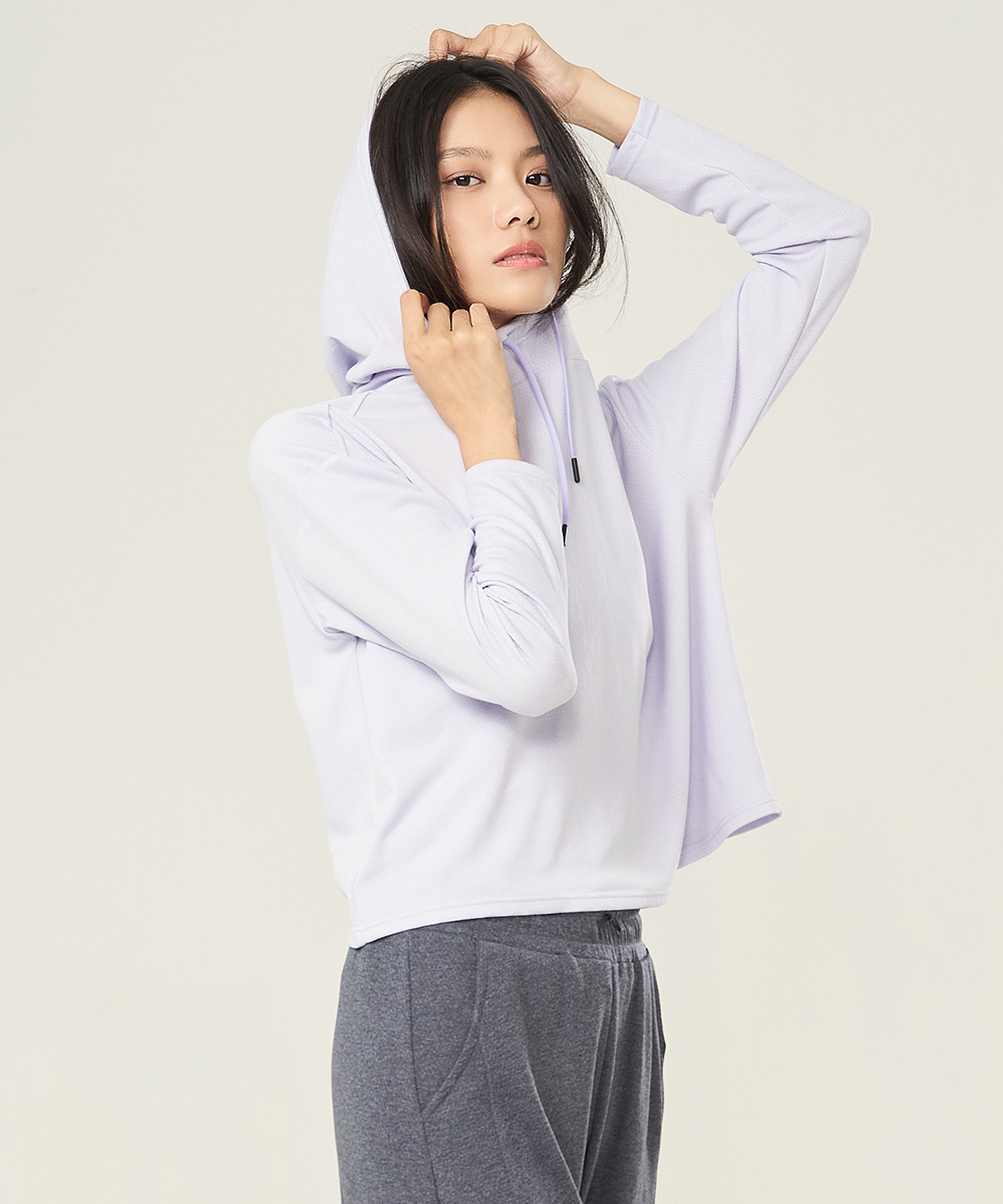 YA系列 快乾調溫女連帽長袖寬版衫 UE0D0924