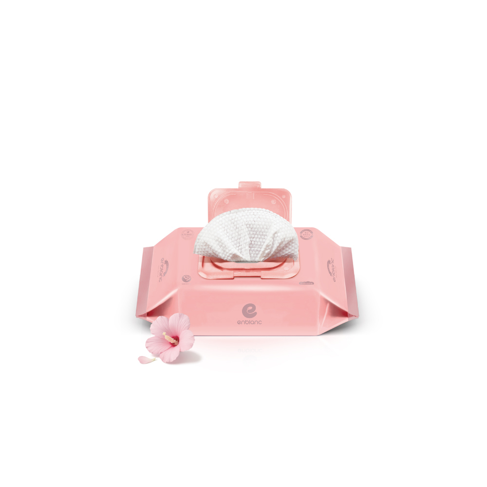 ENBLANC 銀離子抗菌｜輕柔木槿花｜ 有蓋隨身包純水濕紙巾｜20抽