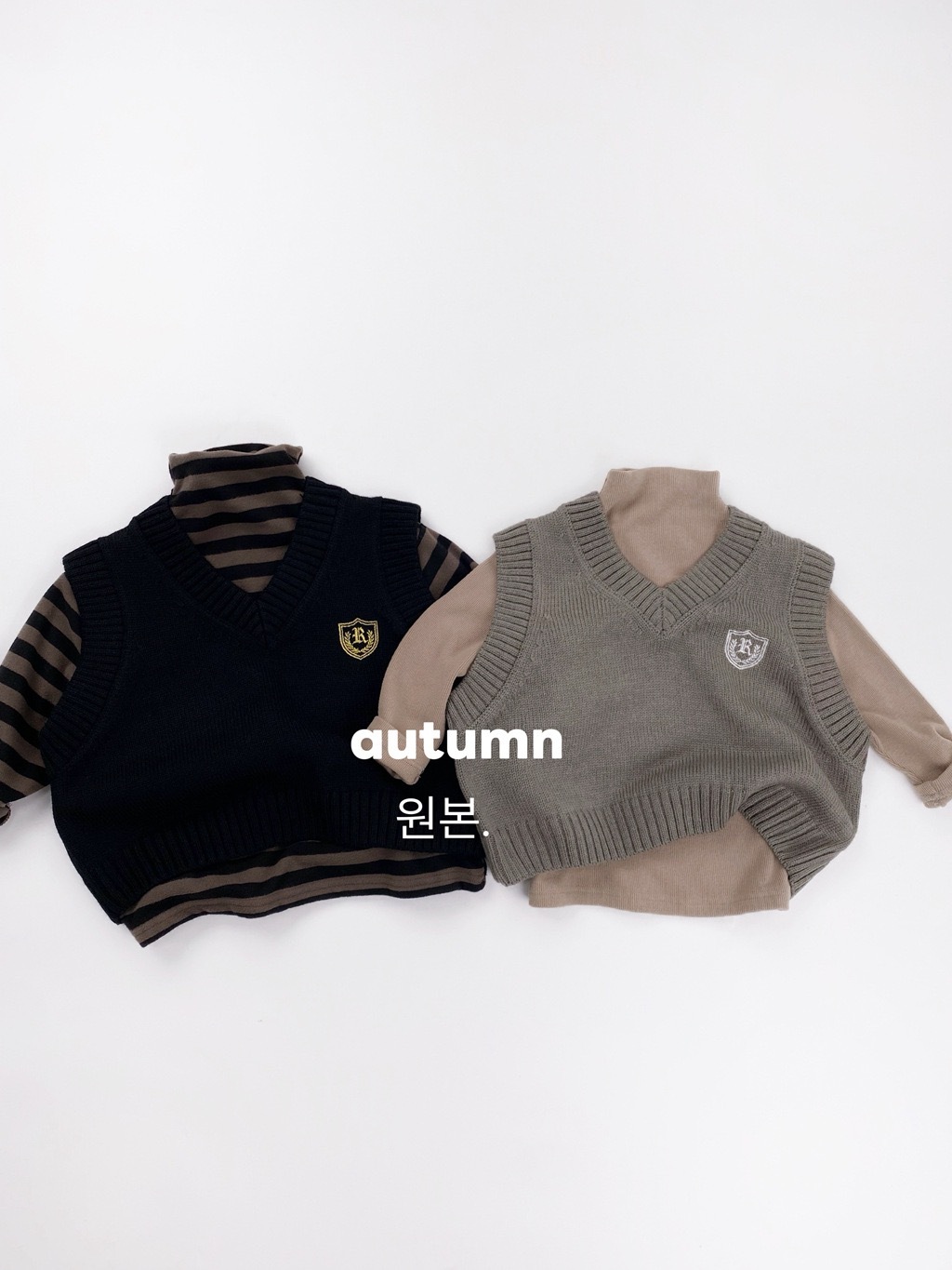 現貨｜灰咖 100 120秋冬V領背心  ‧₊