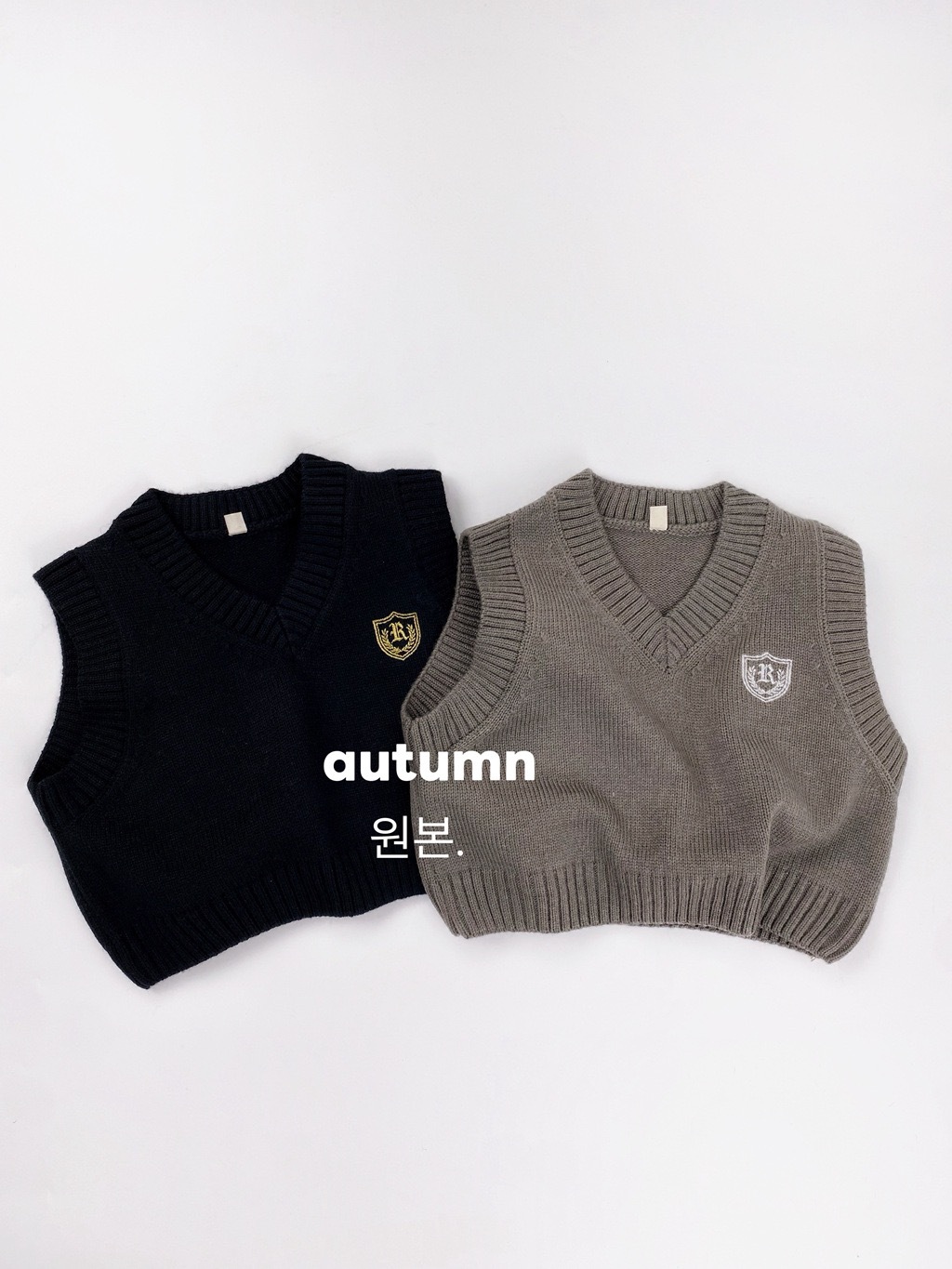 現貨｜灰咖 100 120秋冬V領背心  ‧₊