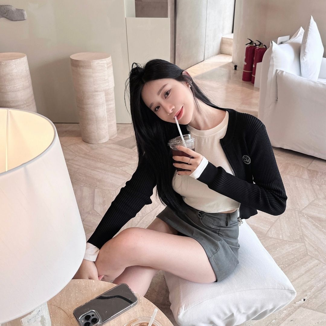 【DOMISS自訂】簡約Logo雙拉鏈針織 長袖 針織外套 針織 miu系外套 (現貨)