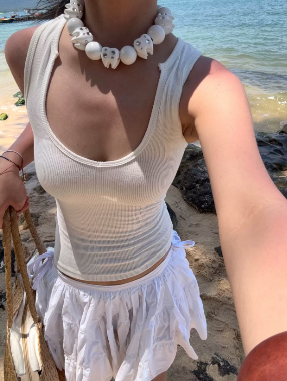 EMOSALAD 牙齒亮鑽愛心手工製作項鍊