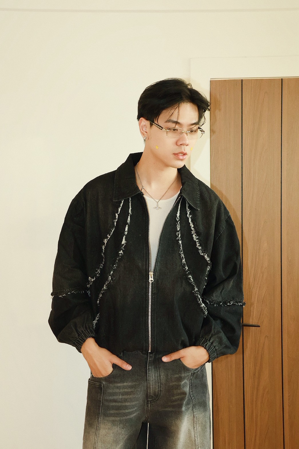 毛邊 圓弧  水洗 #牛仔外套