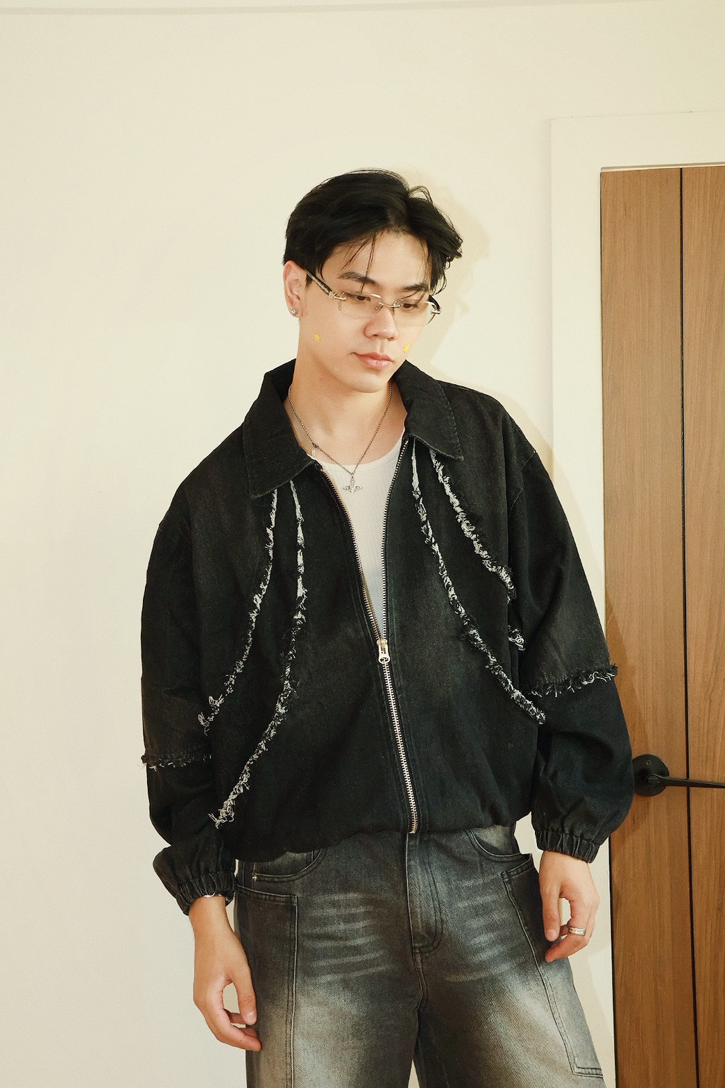 毛邊 圓弧  水洗 #牛仔外套