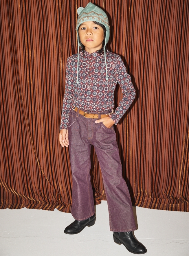 Misha & Puff 幾何圖案長袖上衣Long Sleeve Polo - Madder Root Folk Tile