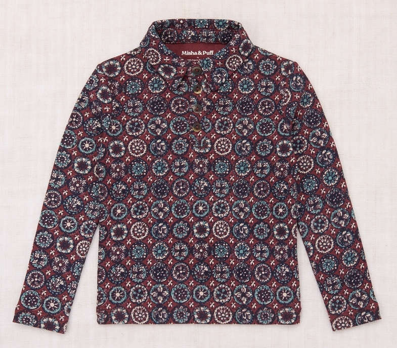 Misha & Puff 幾何圖案長袖上衣Long Sleeve Polo - Madder Root Folk Tile