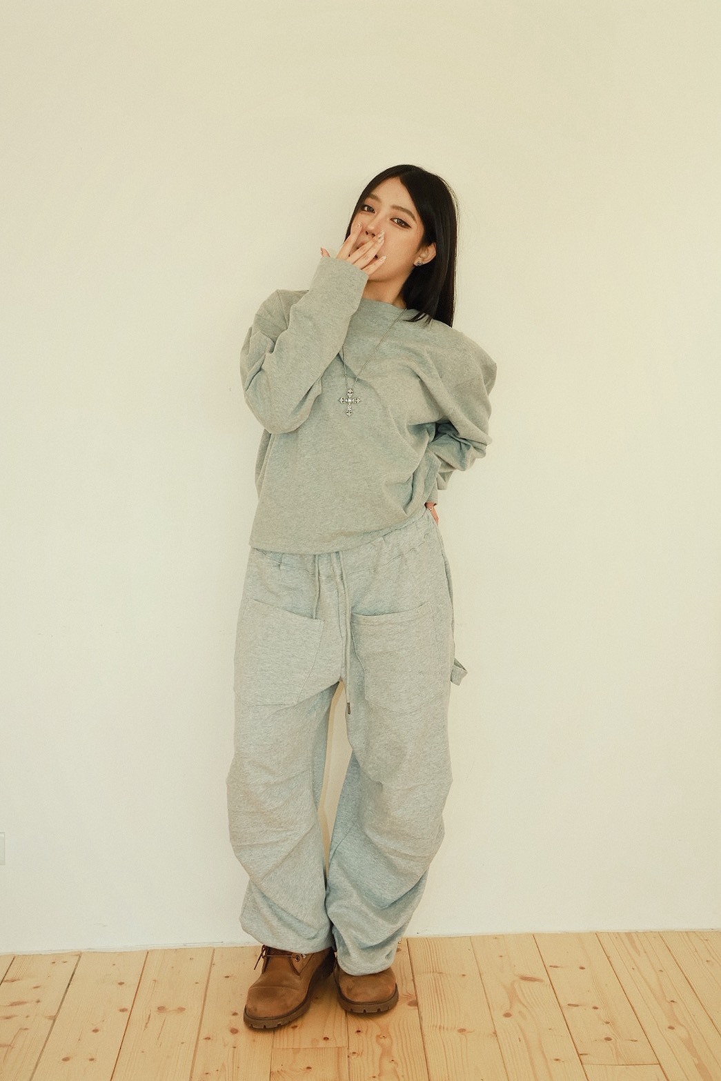 前後雙口袋 抽繩 拉環 畫家 #棉長褲