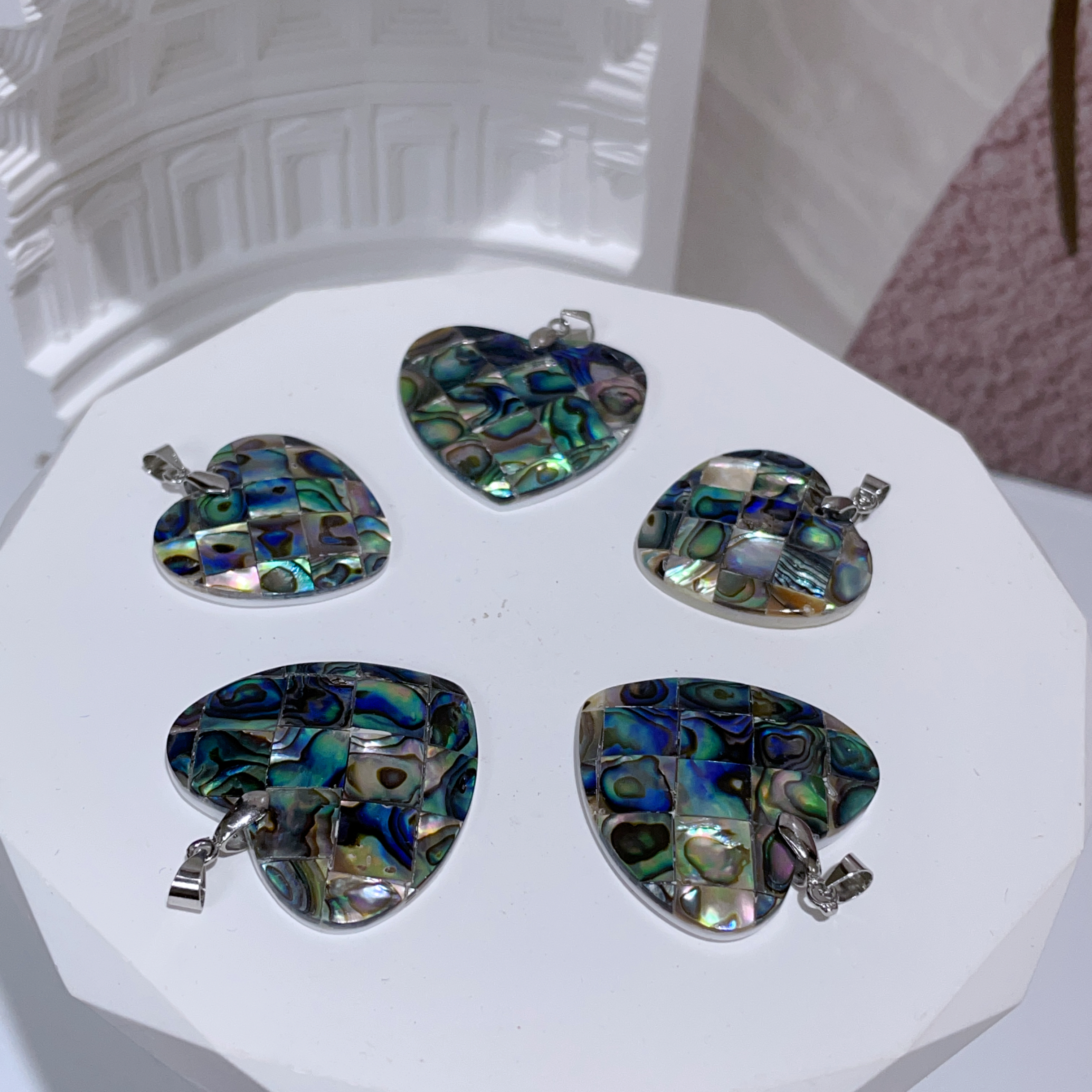 心心鮑魚貝吊墜