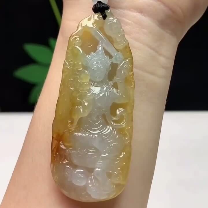 翡翠黃翡虛空藏菩薩,天然翡翠A玉, 緬甸玉, Jade, Jadeite