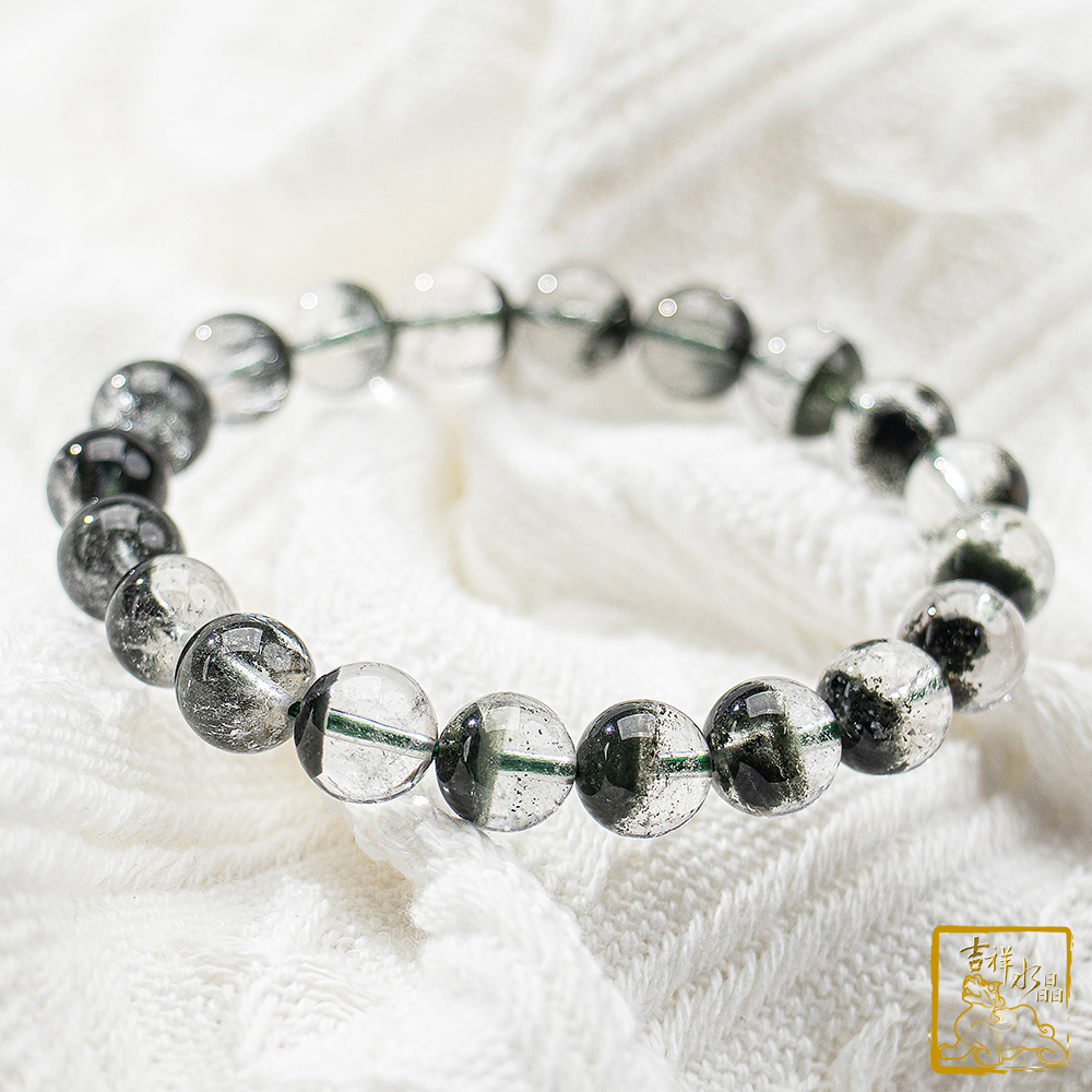 綠幽靈聚寶盆手珠 9.6mm 招正財