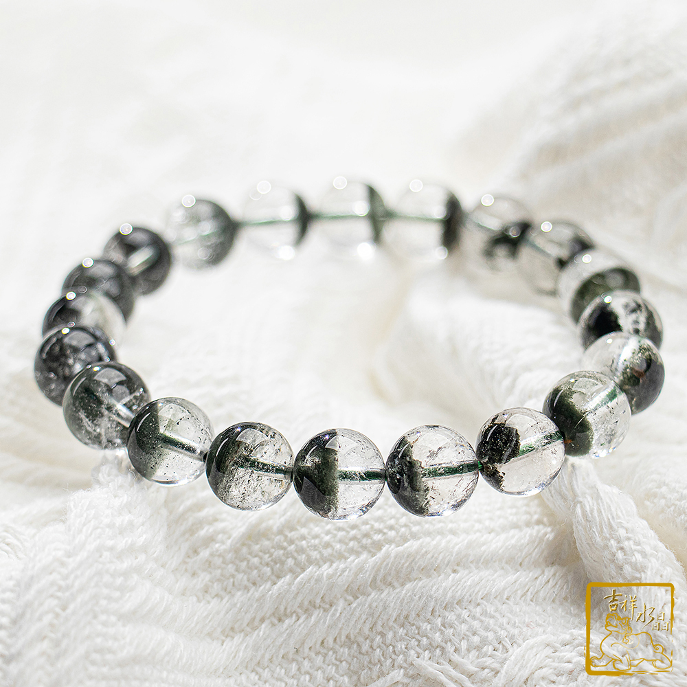 綠幽靈聚寶盆手珠 9.6mm 招正財