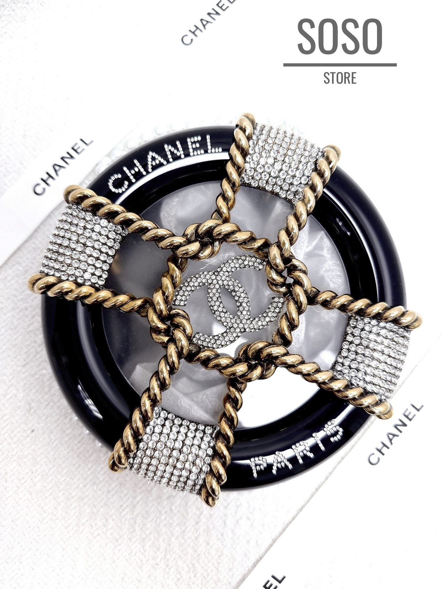Chanel Resin Crystal Rescue Wheel Minaudière - Black / Ghw