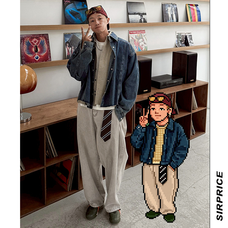 質感水洗牛仔襯衫外套 金屬扣 不修邊