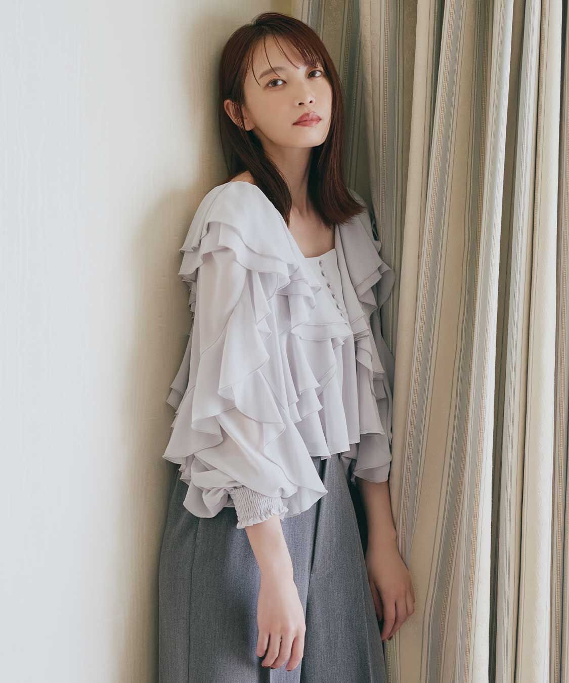 [預購] 折扣 COCO DEAL 雪紡荷葉邊上衣