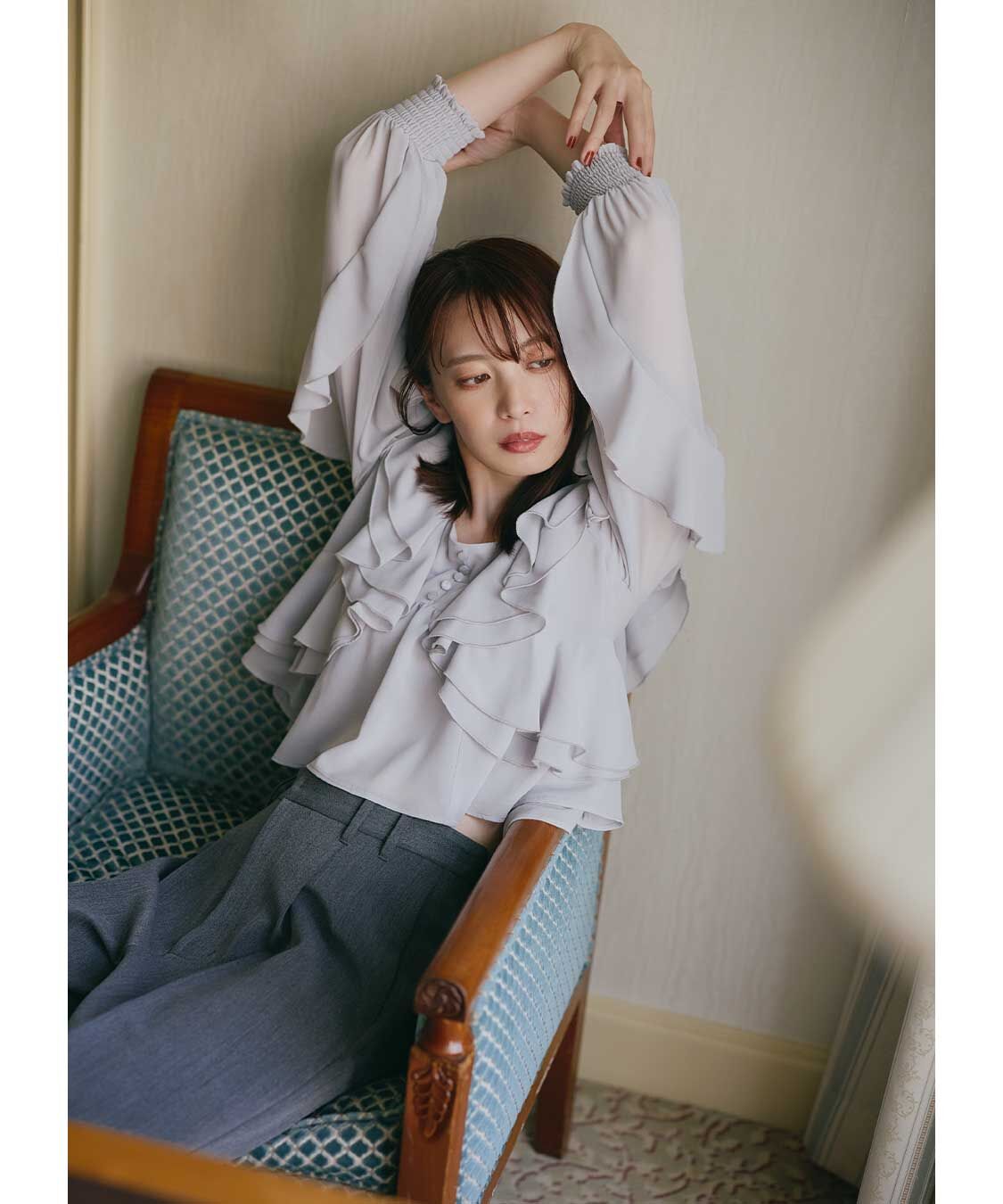 [預購] 折扣 COCO DEAL 雪紡荷葉邊上衣