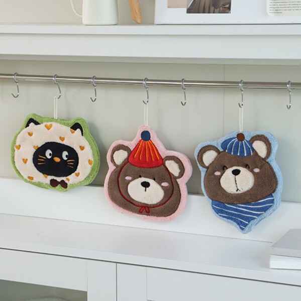 《6296》可掛式加厚小貓小熊擦手巾