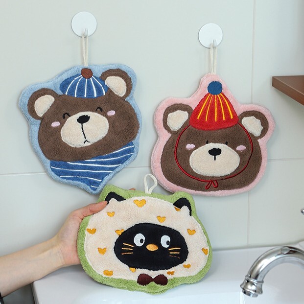 《6296》可掛式加厚小貓小熊擦手巾