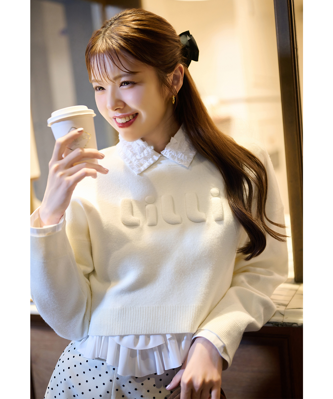 [預購] 折扣LILLIAN CARAT LILLI LOGO 提花針織上衣