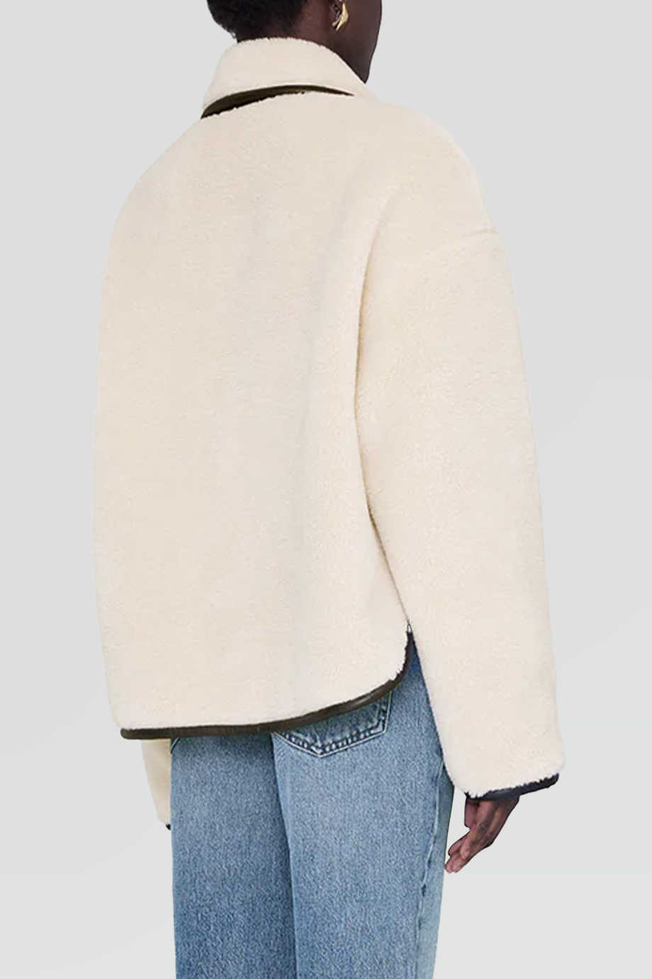 Anine Bing｜CAMDEN 翻領皮革飾邊毛絨外套