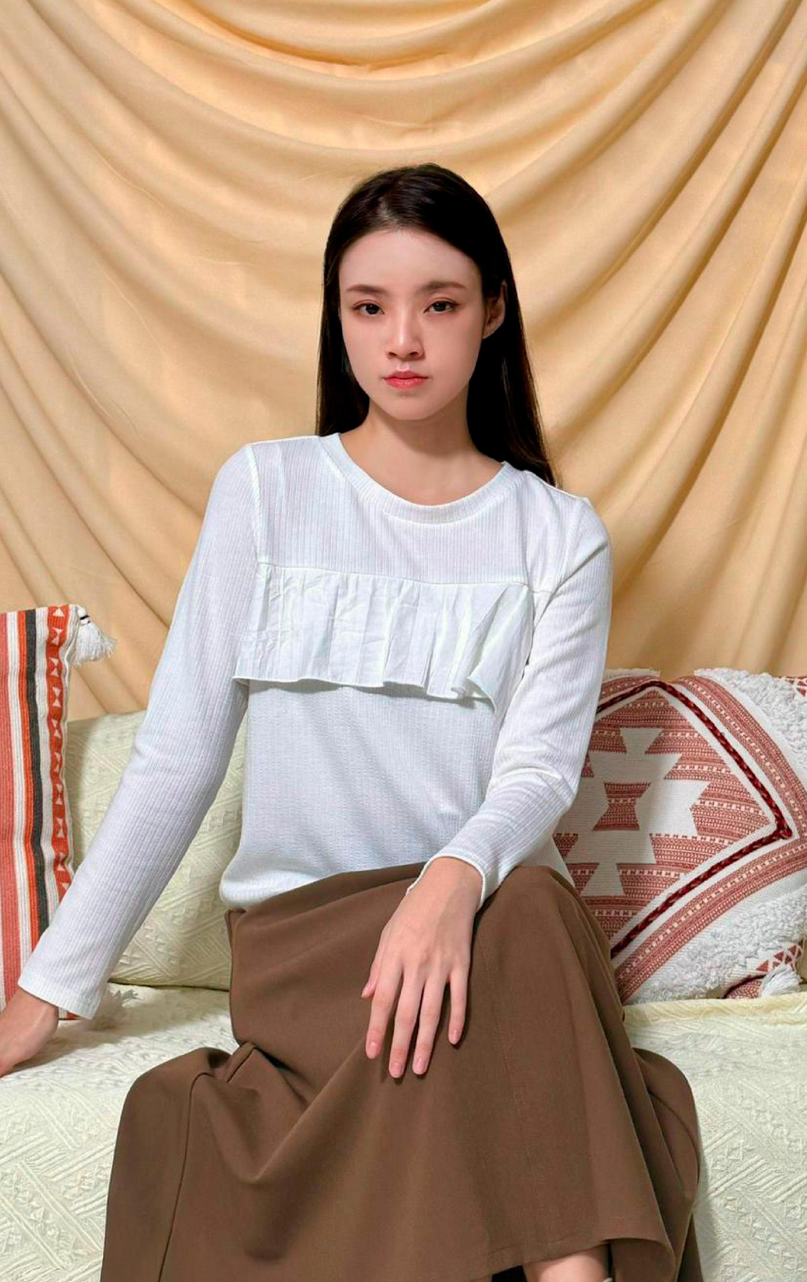 皺摺拼布上衣 LT0312