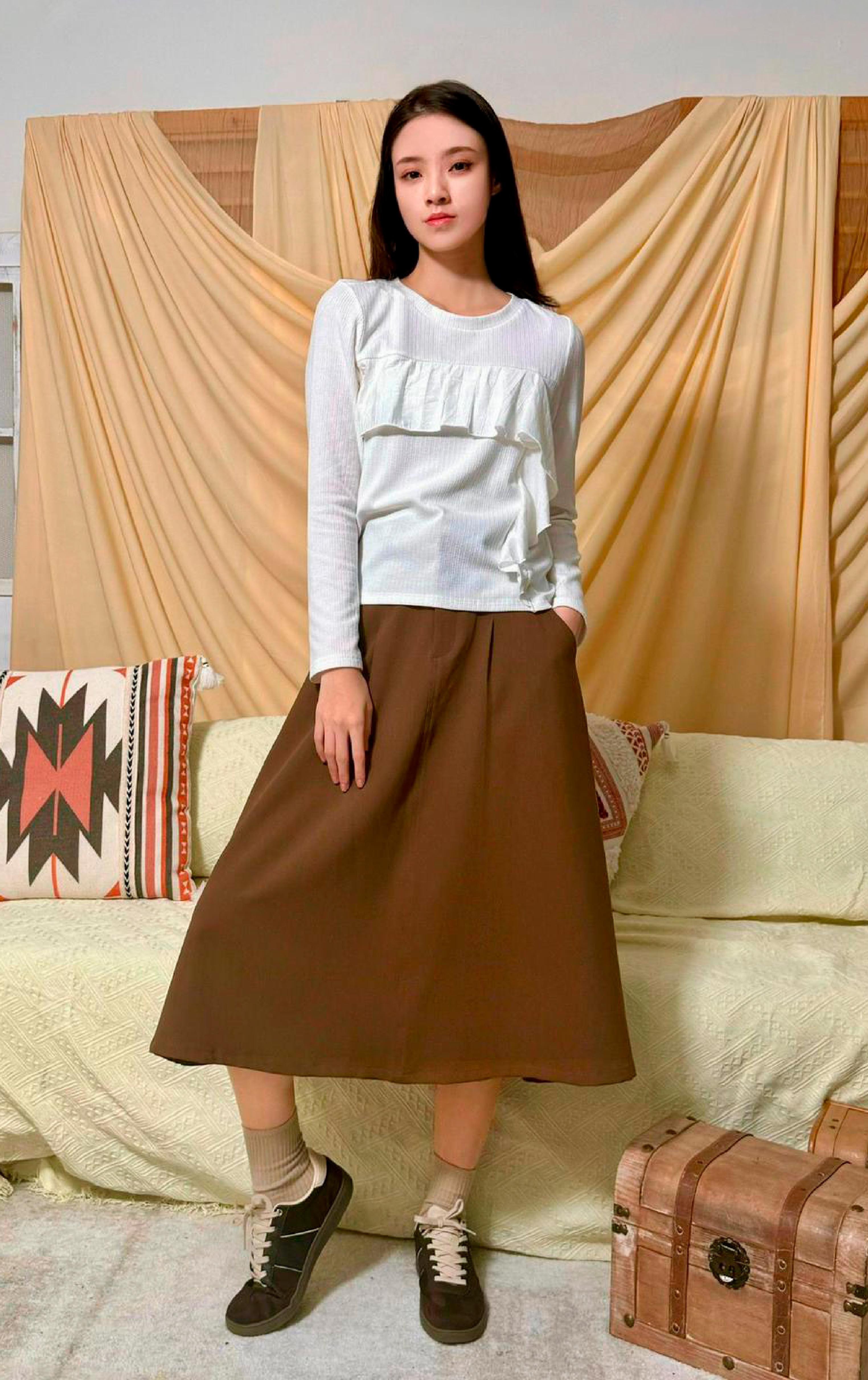 皺摺拼布上衣 LT0312