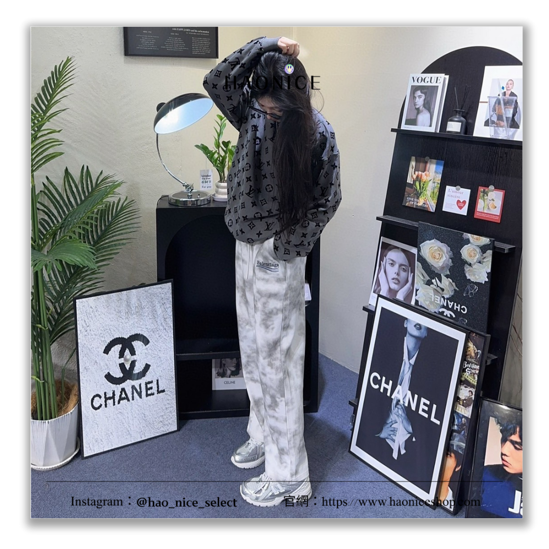 【HAO NICE】時尚動感✨上海經銷商 Balenciaga巴黎世家 經典刺繡波浪logo做舊骯髒感 寬口休閒褲 運動褲