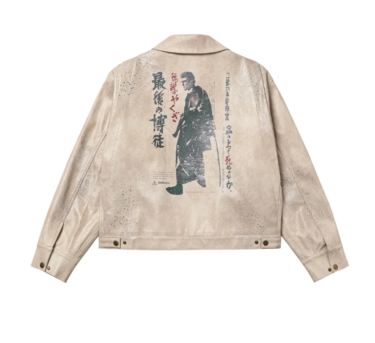 REGEN ZONE 24fw 重磅做舊潑墨髒染數碼印花復古皮外套