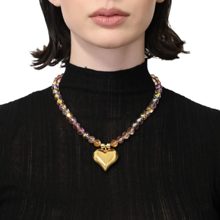 1PO1013-104 PALERA MILANO Necklace Crystal Heart Rare Pink  #JWCNCH-CR10AM (A-EU-E)
