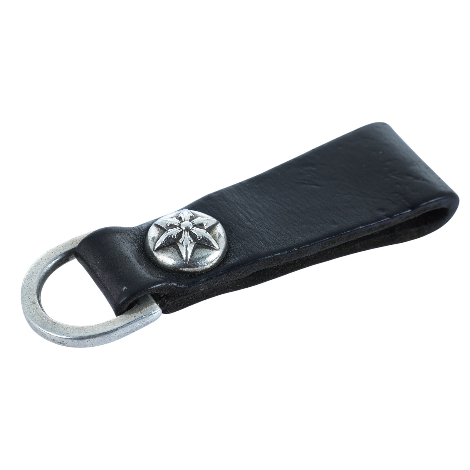 克羅心CHROME HEARTS 925 黑皮革鑰匙圈BELT LOOP D RING 22.4g