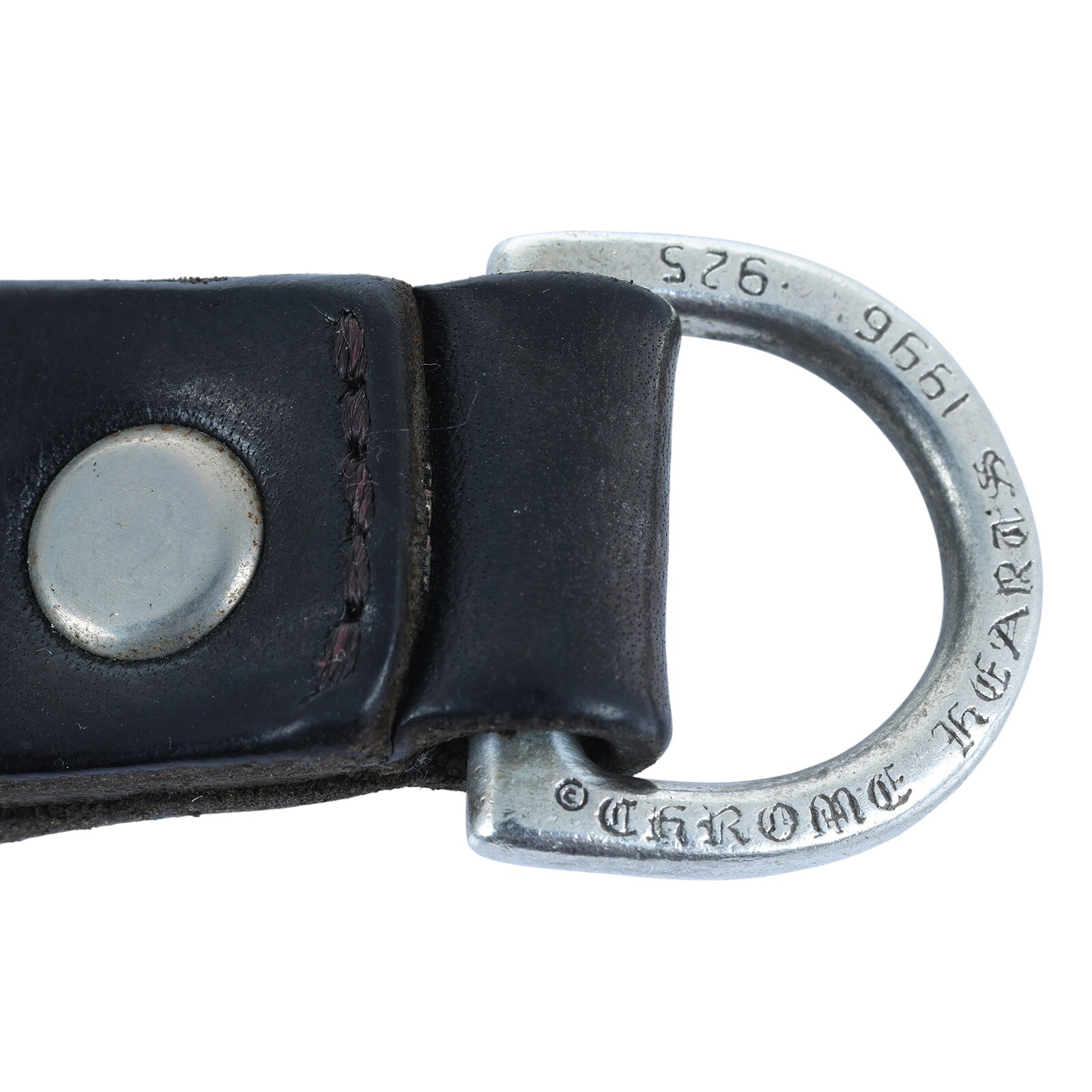 克羅心CHROME HEARTS 925 黑皮革鑰匙圈BELT LOOP D RING 22.4g