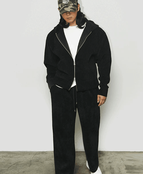 華夫格拉鍊連帽夾克