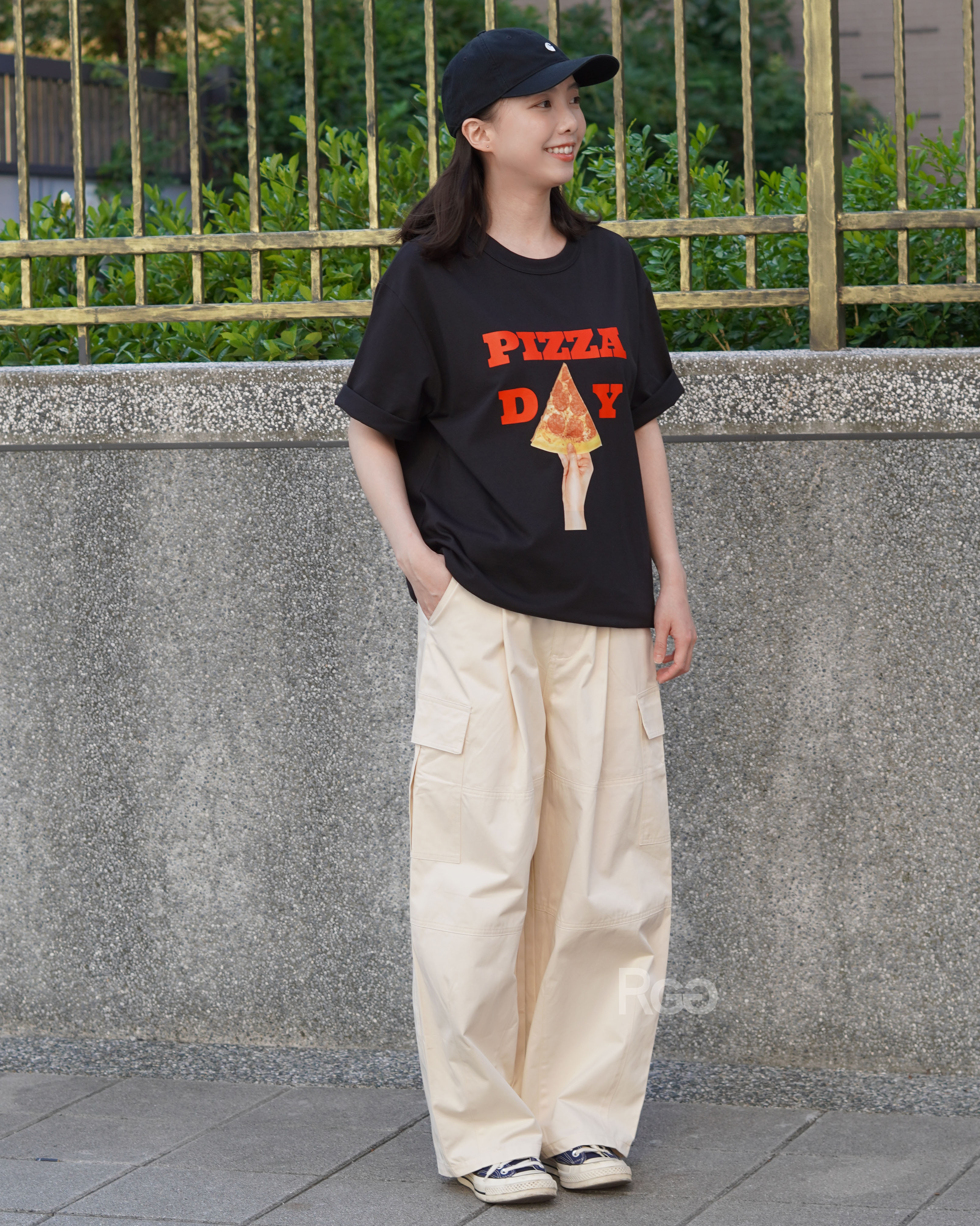 #25105 女裝厚磅斜紋布 寬版工作褲