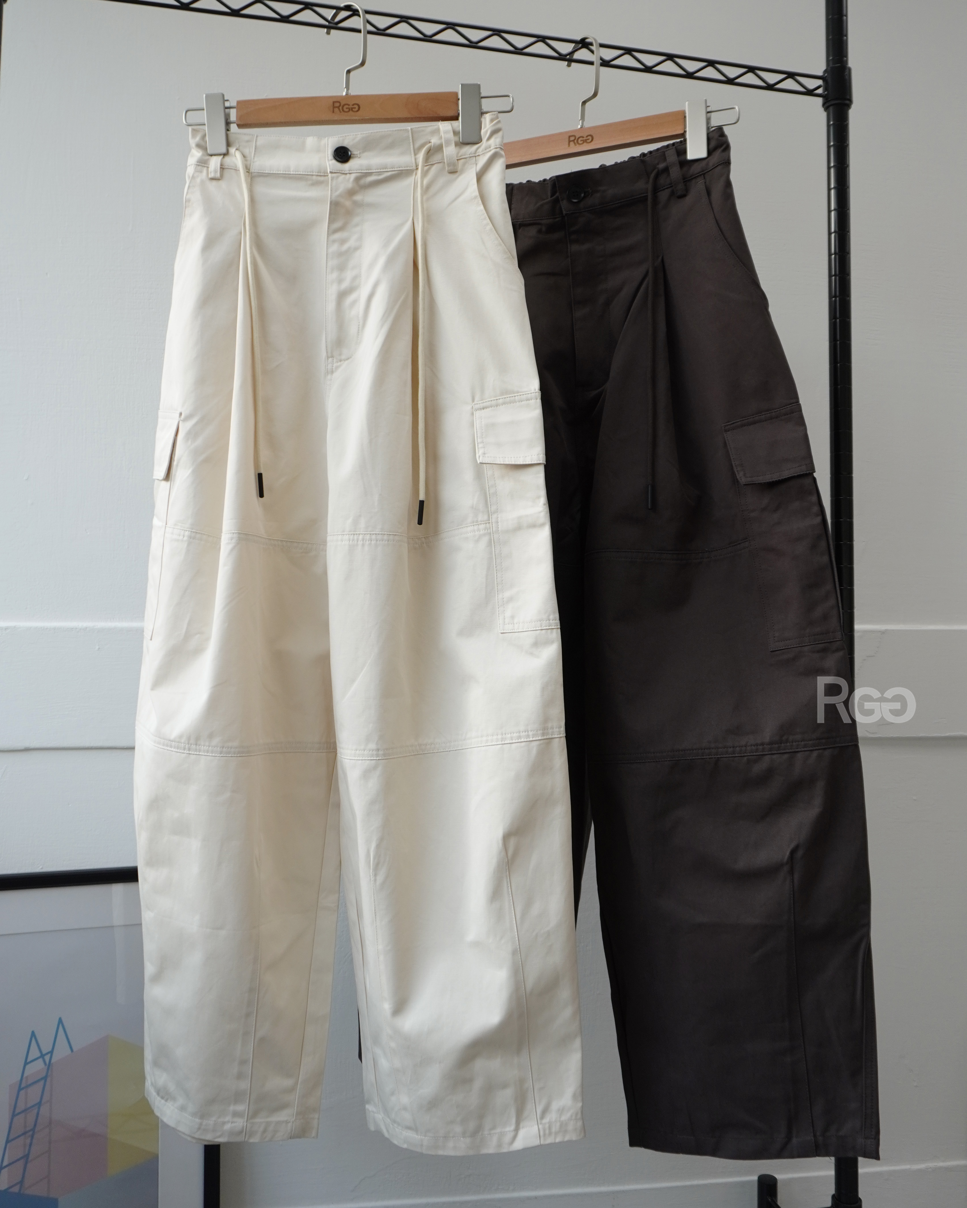 #25105 女裝厚磅斜紋布 寬版工作褲