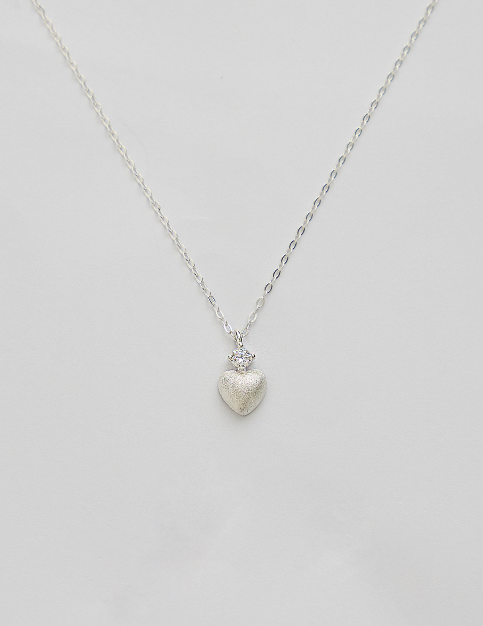 【925純銀】霧銀耀眼愛心項鍊