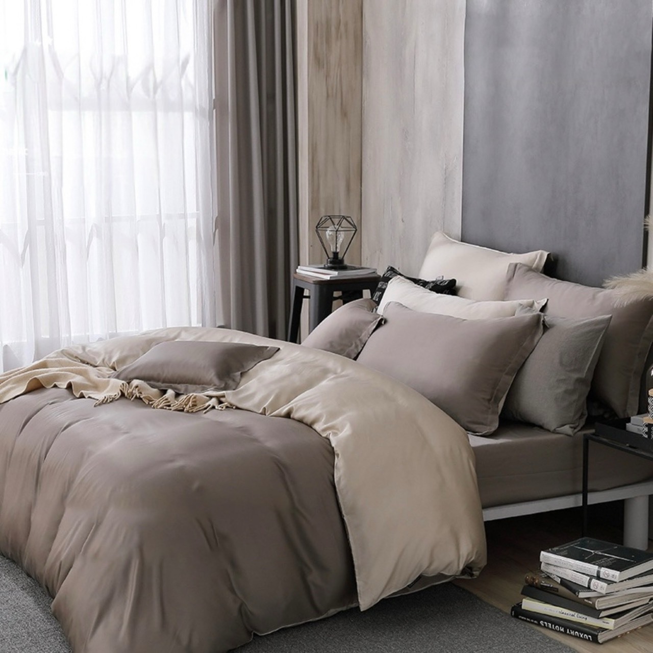 60支天絲薄被單 | 香谷棕 x 沙漠米