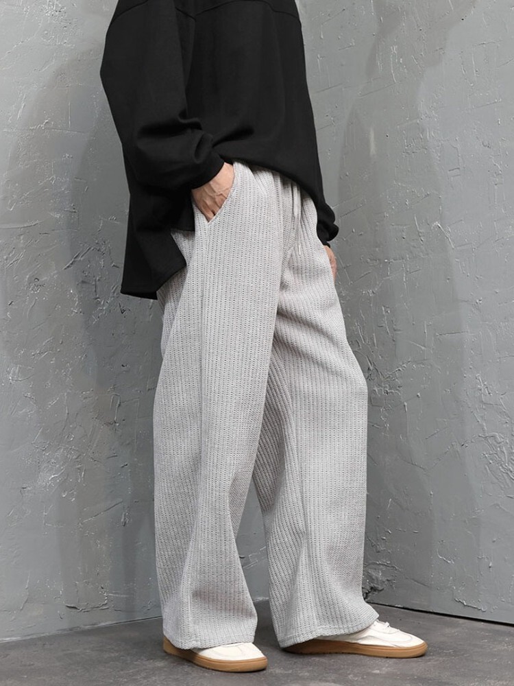 華夫格寬鬆休閒褲