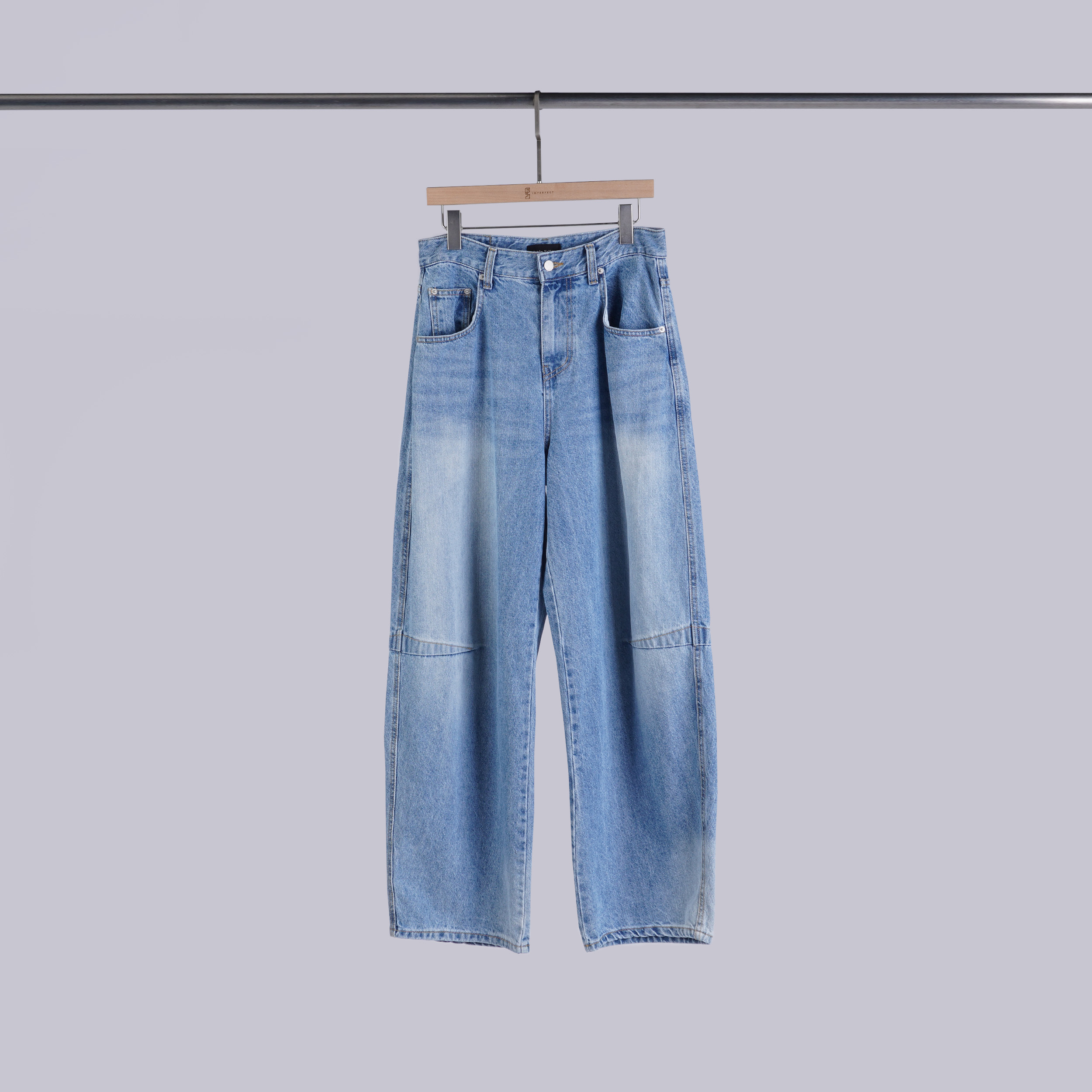 質感刷色拼接牛仔褲 |S-XL | 淺藍