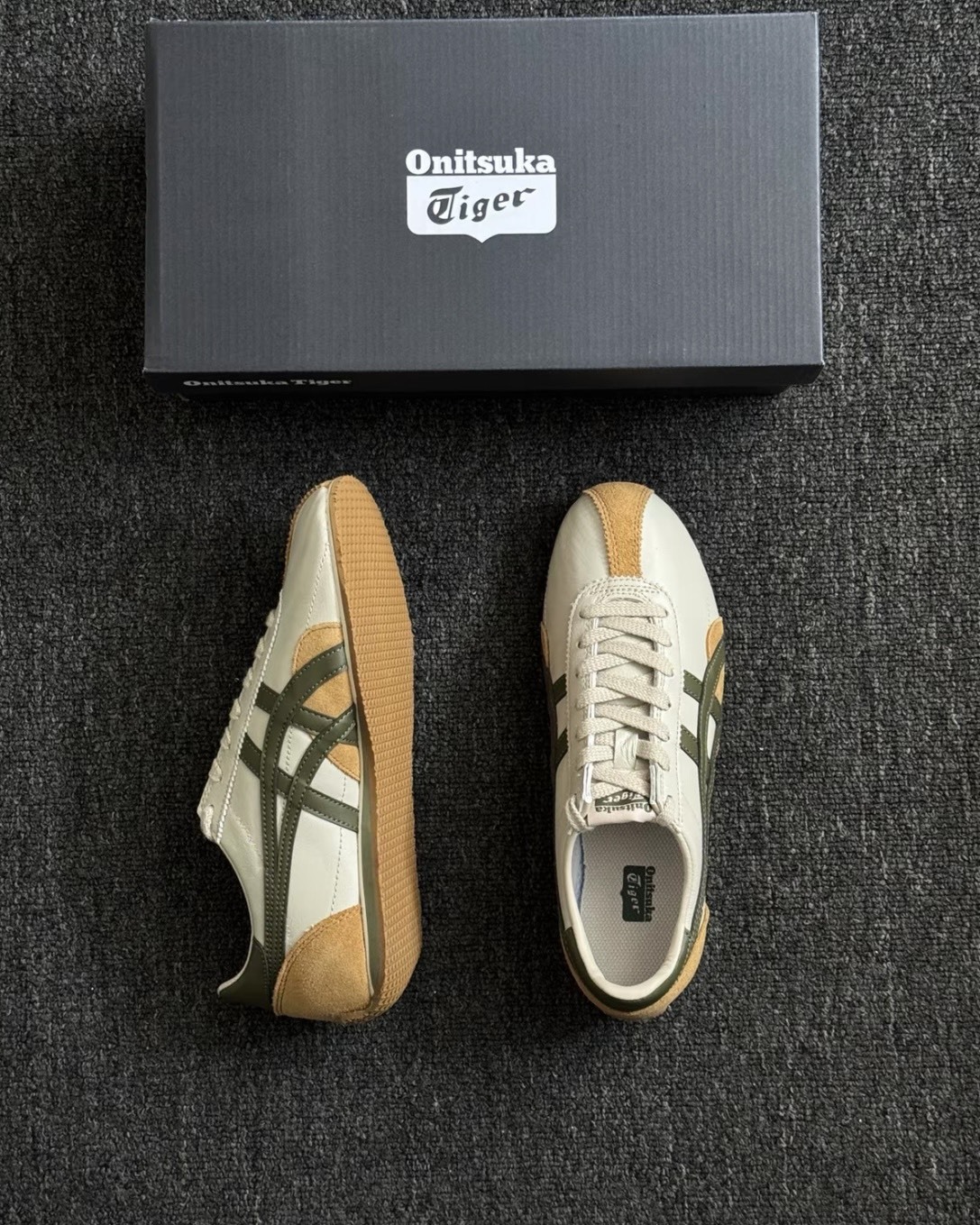 <國外限定!> Onitsuka Tiger Runspark 鬼塚虎 復古 皮革 德訓鞋 復古棕綠
